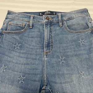 Hollister Curvy High Rise Womens Crop Super Skinny Stretch Raw Hem Jeans Size 29